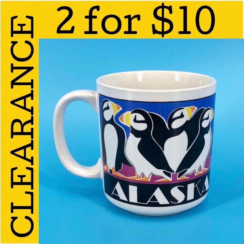 🟡 Alaska puffin vintage souvenir coffee mug